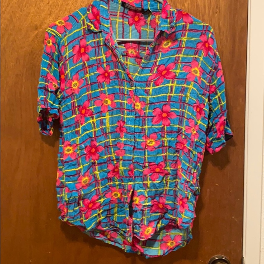 Floral button up top